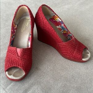 TOMS Women's Red Wedge Shoes